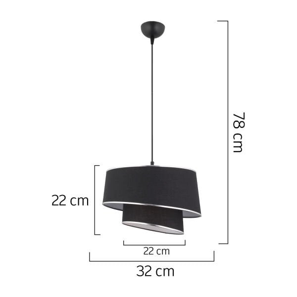 Paoni 2 Katlı Siyah Gümüş Detaylı Modern Koridor,Yatak Odası Salon Avize