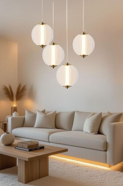 Penny 72 Watt 4'lüYuvarlak Bakır Led Sarkıt Avize