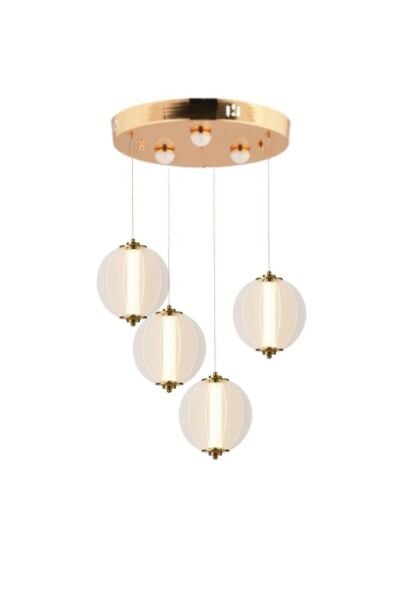 Penny 72 Watt 4'lüYuvarlak Bakır Led Sarkıt Avize