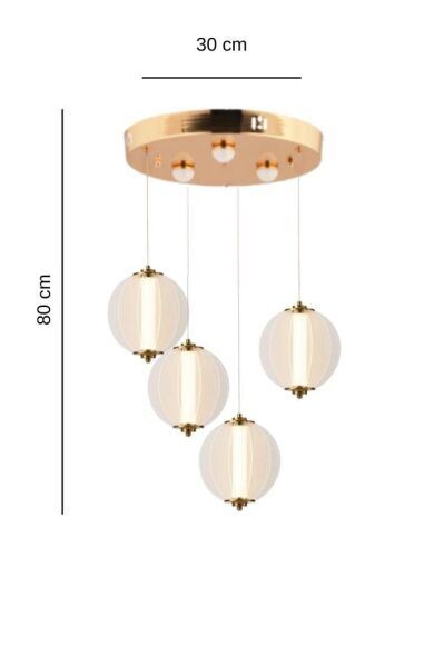 Penny 72 Watt 4'lüYuvarlak Bakır Led Sarkıt Avize