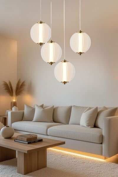 Penny 72 Watt 4'lüYuvarlak Bakır Led Sarkıt Avize