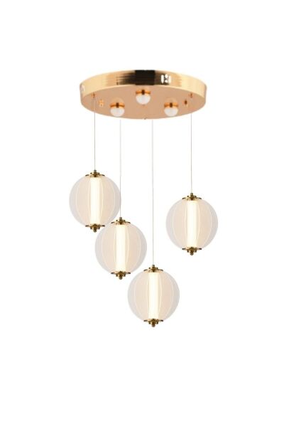 Penny 72 Watt 4'lüYuvarlak Bakır Led Sarkıt Avize