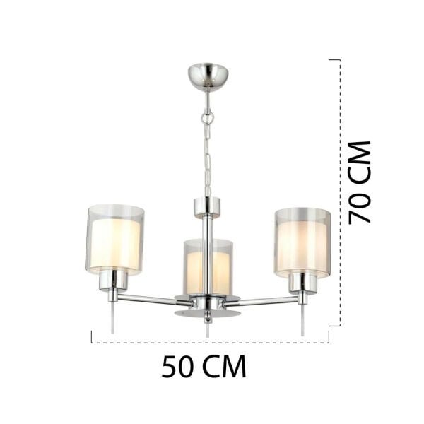 Goldie 3 Lü Krom Kaplama Modern Sarkıt Mutfak Salon Avize