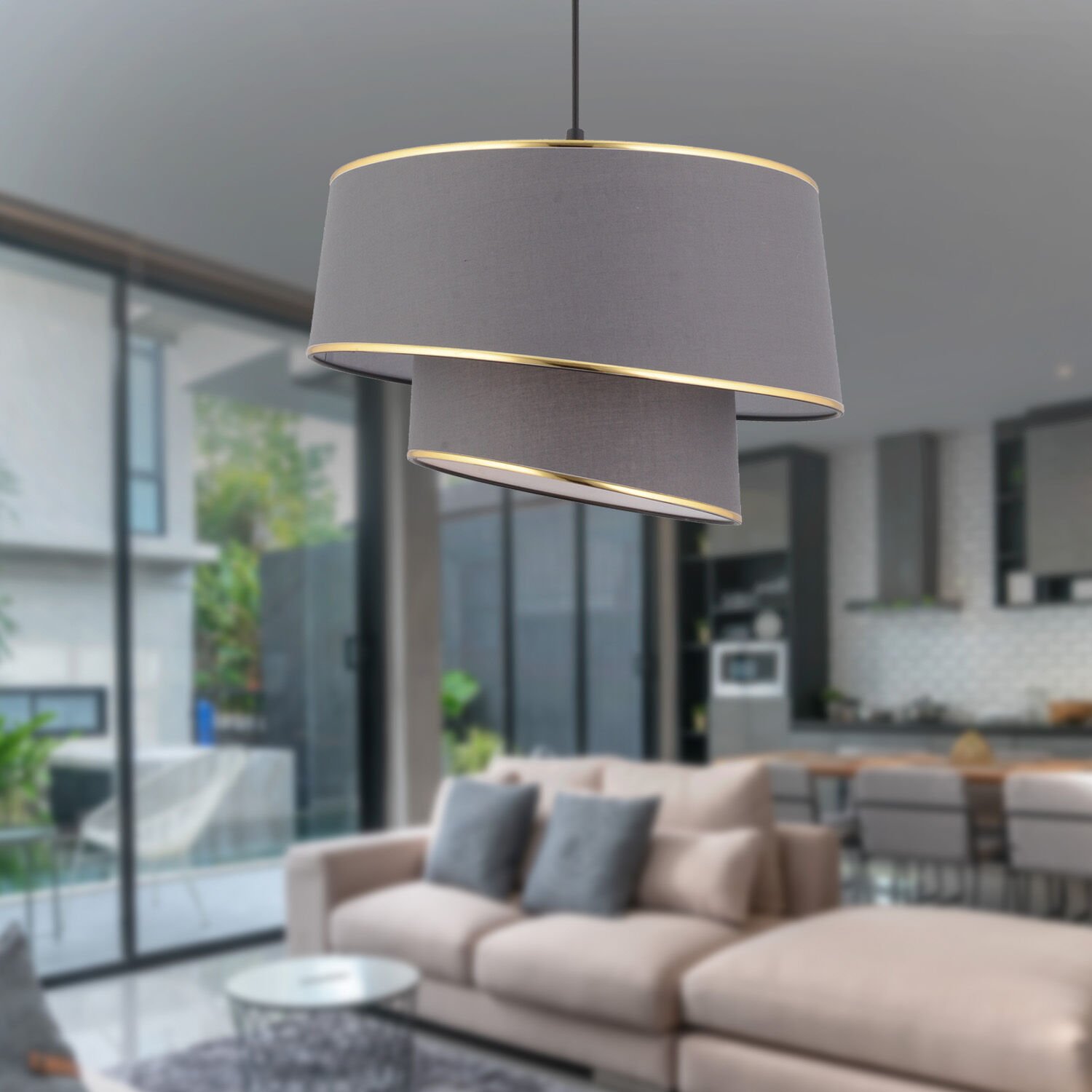 Paoni 2 Katlı Antrasit Gold Detaylı Modern Koridor,Yatak Odası Salon Avize