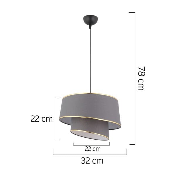 Paoni 2 Katlı Antrasit Gold Detaylı Modern Koridor,Yatak Odası Salon Avize