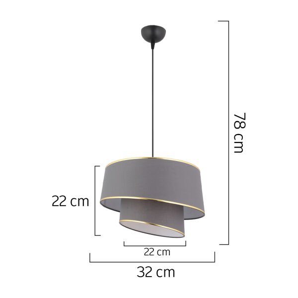 Paoni 2 Katlı Antrasit Gold Detaylı Modern Koridor,Yatak Odası Salon Avize