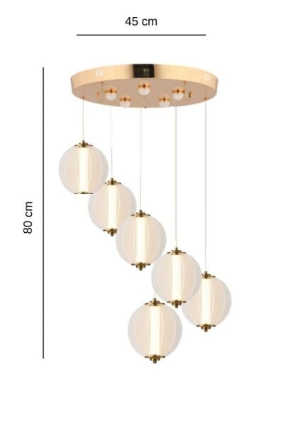 Penny 108 Watt 6'lı Yuvarlak Bakır Tekli Led Sarkıt Avize