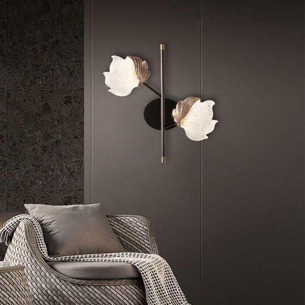 Taran Siyah Gold 2'li 10 Watt Çiçek Desenli Modern Ledli Aplik