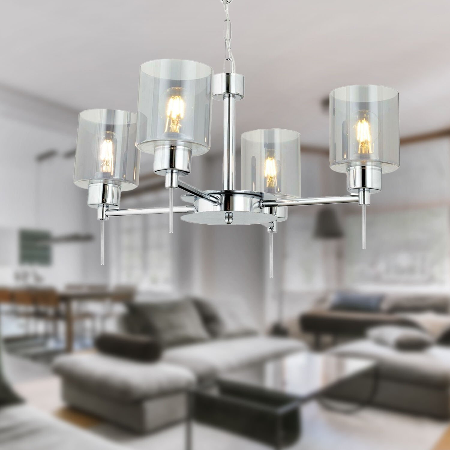 Goldie 4 Lü Krom Kaplama Modern Yatak Odası  Salon Avize