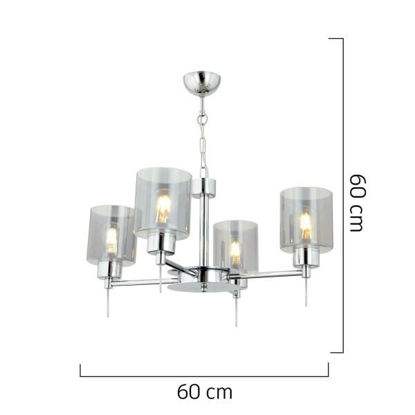 Goldie 4 Lü Krom Kaplama Modern Yatak Odası  Salon Avize