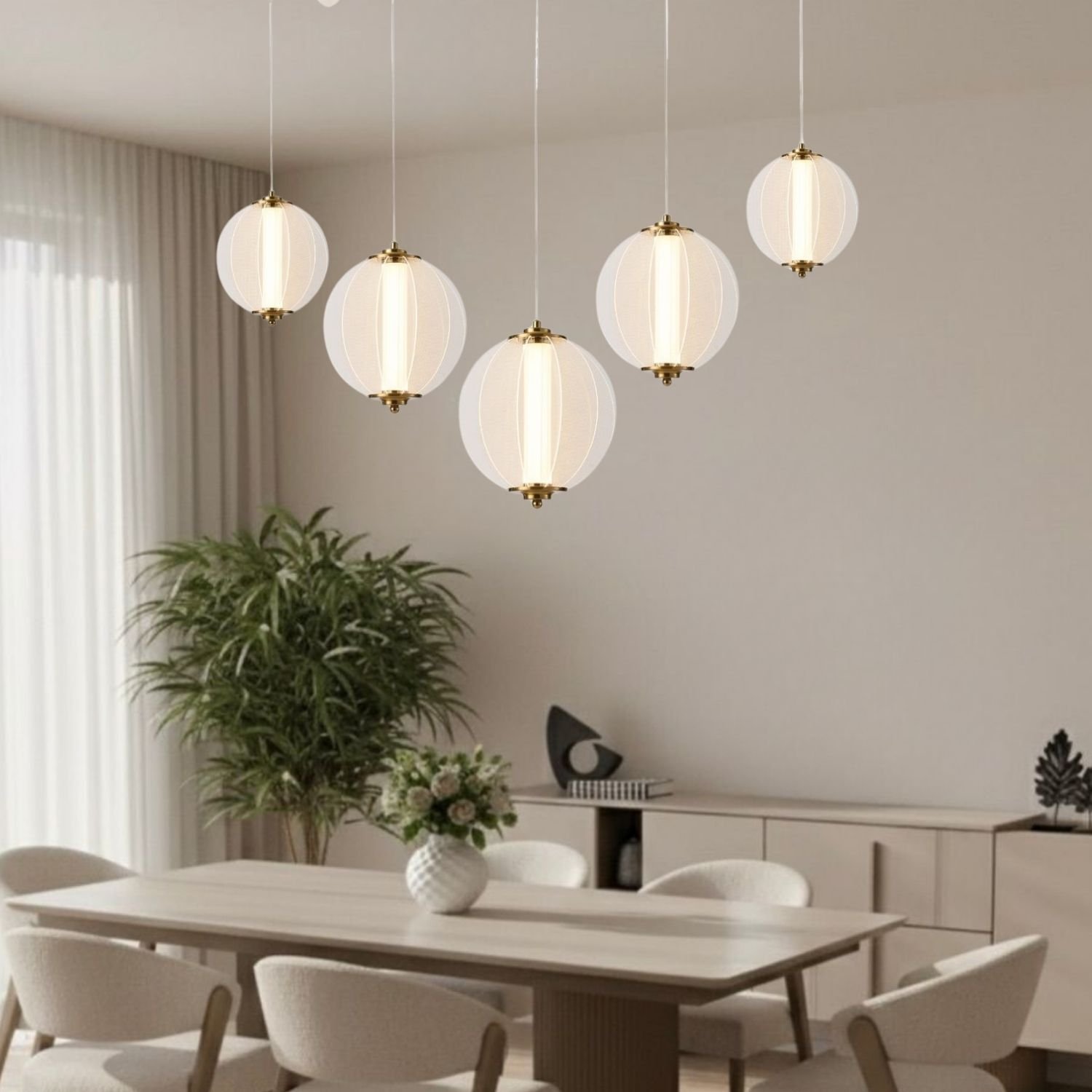 Penny 90 Watt 5'li Sıralı Bakır Led Sarkıt Avize