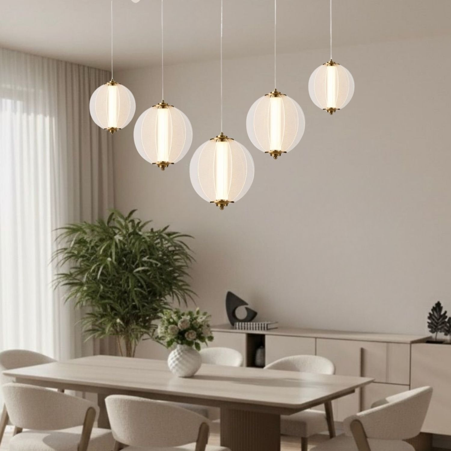 Penny 90 Watt 5'li Sıralı Bakır Led Sarkıt Avize