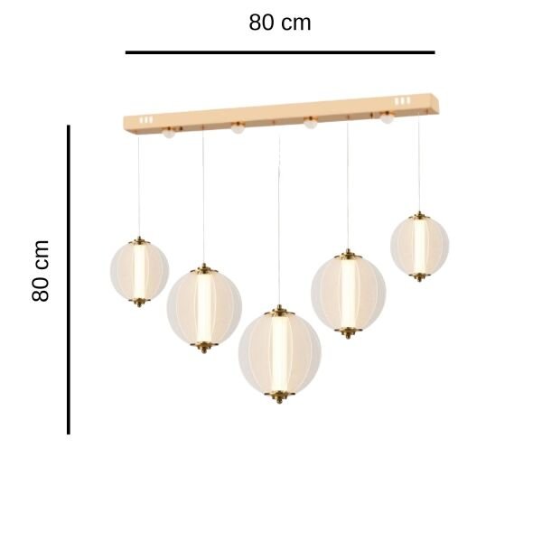 Penny 90 Watt 5'li Sıralı Bakır Led Sarkıt Avize