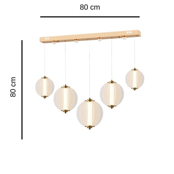 Penny 90 Watt 5'li Sıralı Bakır Led Sarkıt Avize