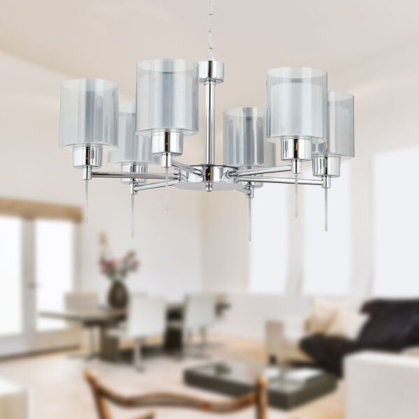 Goldie 6 Lı Krom Kaplama Modern Yatak Odası  Salon Avize