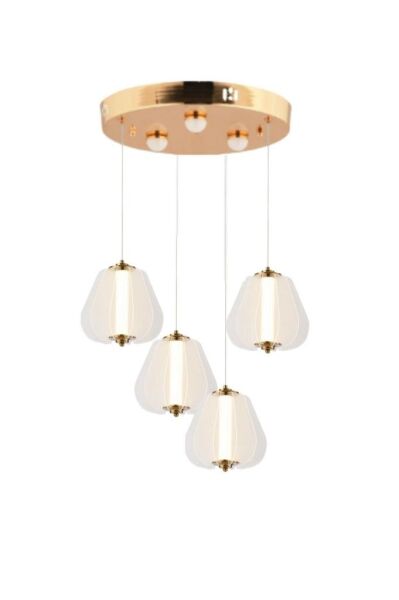 Hopps 72 Watt 4'lü Yuvarlak Bakır Tekli Led Sarkıt Avize