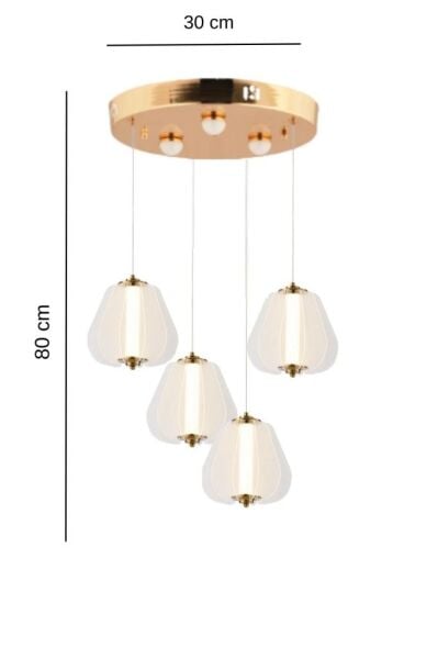 Hopps 72 Watt 4'lü Yuvarlak Bakır Tekli Led Sarkıt Avize