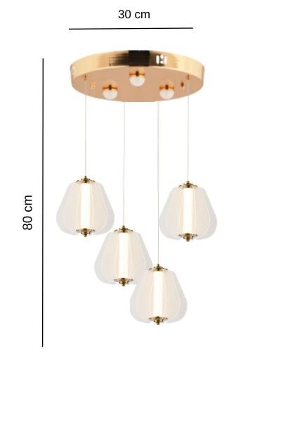 Hopps 72 Watt 4'lü Yuvarlak Bakır Tekli Led Sarkıt Avize