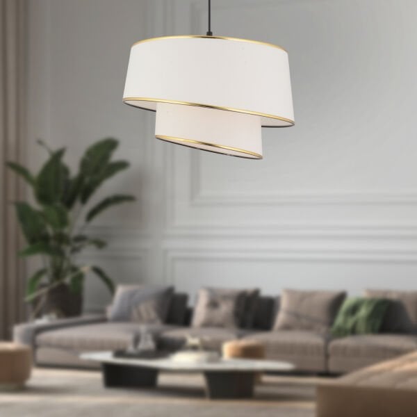 Paoni 2 Katlı Beyaz Gold Detaylı Modern Koridor,Yatak Odası Salon Avize