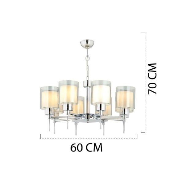 Goldie 8 Li Krom Kaplama Modern Yatak Odası  Salon Avize