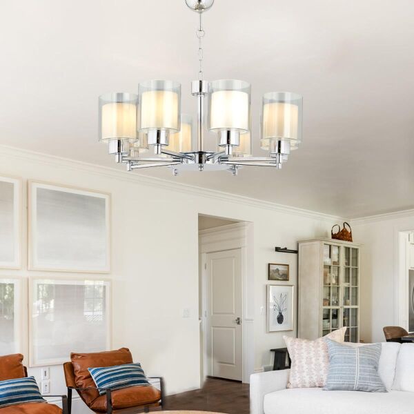 Goldie 8 Li Krom Kaplama Modern Yatak Odası  Salon Avize