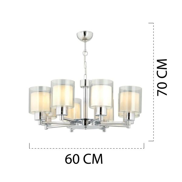 Goldie 8 Li Krom Kaplama Modern Yatak Odası  Salon Avize