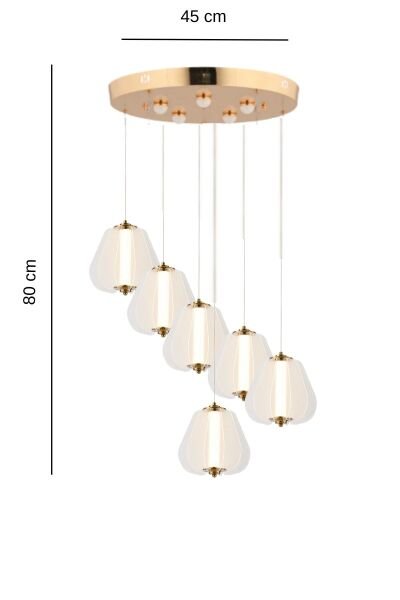 Hopps 108 Watt 6'lı Yuvarlak Bakır Tekli Led Sarkıt Avize