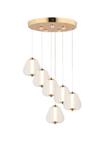 Hopps 108 Watt 6'lı Yuvarlak Bakır Tekli Led Sarkıt Avize