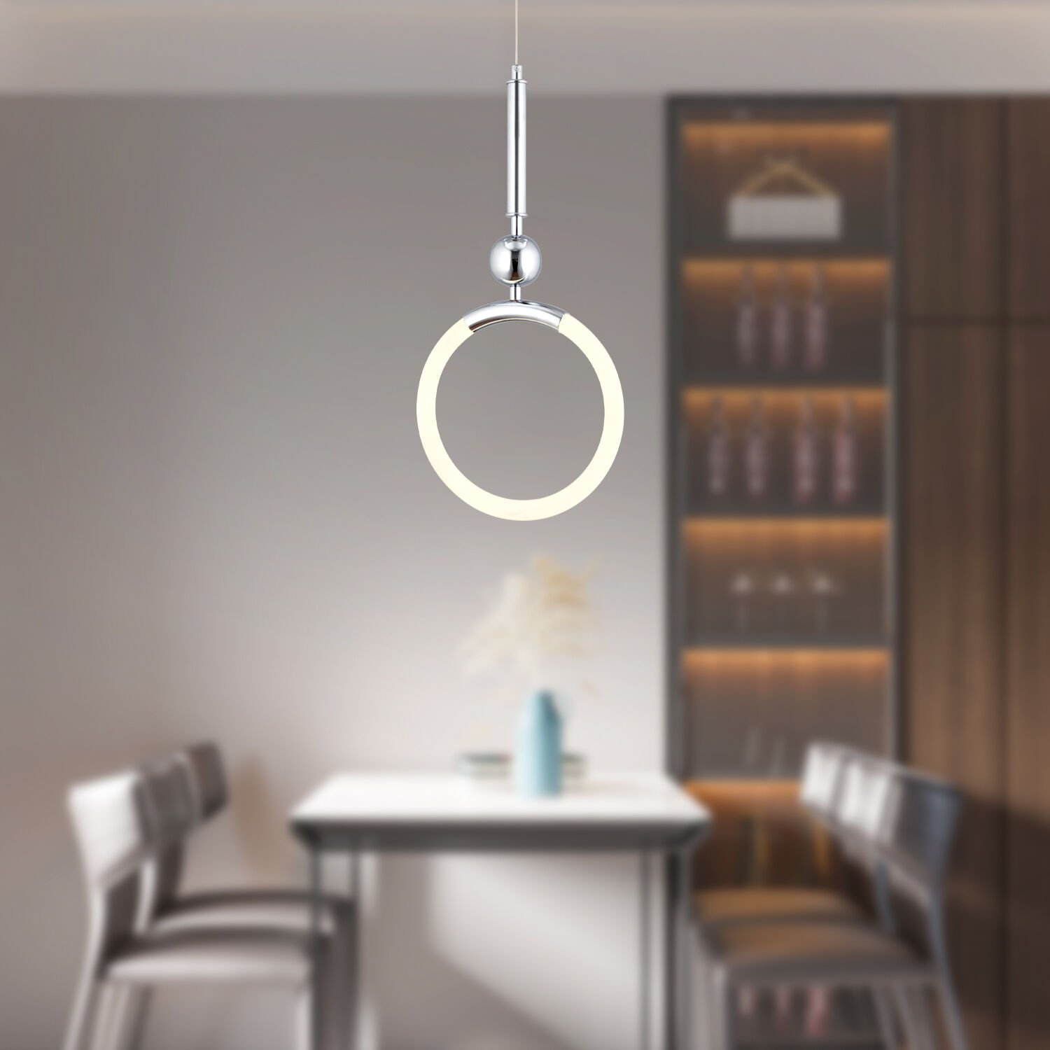 Struer Tekli Krom Ledli 20 Watt Modern Koridor, Yatak Odası Salon Sarkıt Led Avize