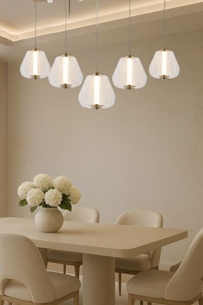 Hopps 90 Watt 5'li Sıralı Bakır Led Sarkıt Avize