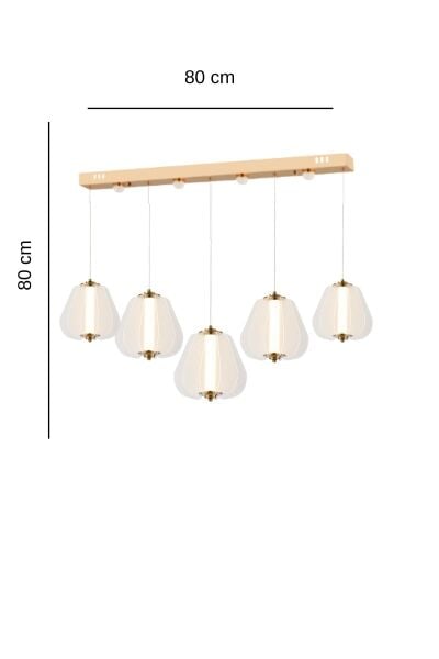 Hopps 90 Watt 5'li Sıralı Bakır Led Sarkıt Avize
