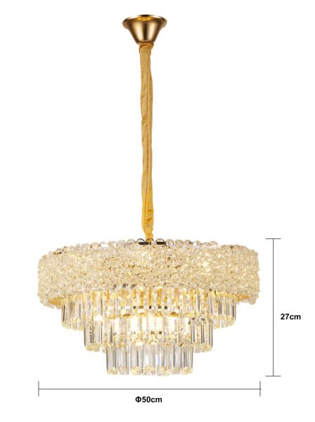 Kristoff 50'lik Yuvarlak Gold Kristalli Avize