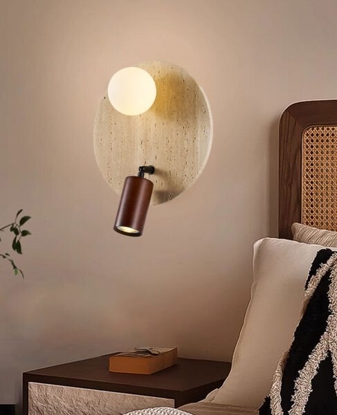 Drew Yuvarlak Traverten Mermer Desenli Spotlu Aplik