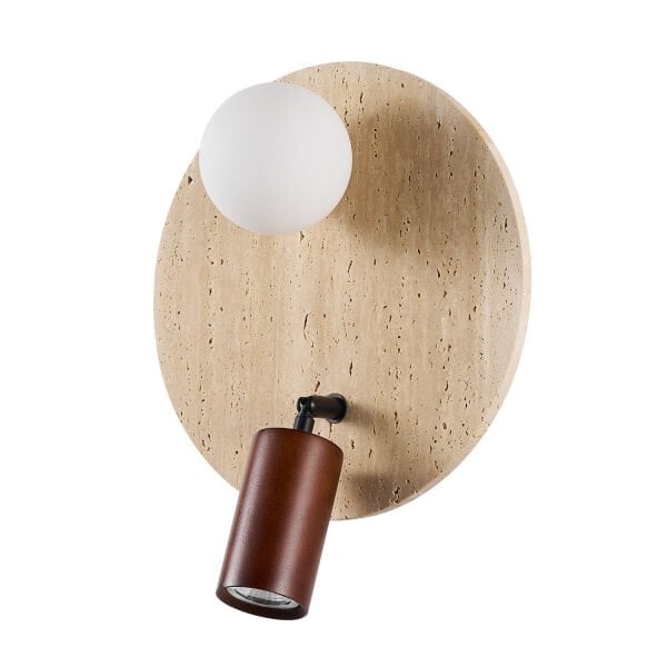 Drew Yuvarlak Traverten Mermer Desenli Spotlu Aplik