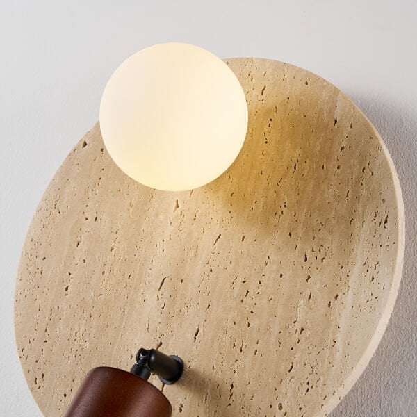 Drew Yuvarlak Traverten Mermer Desenli Spotlu Aplik