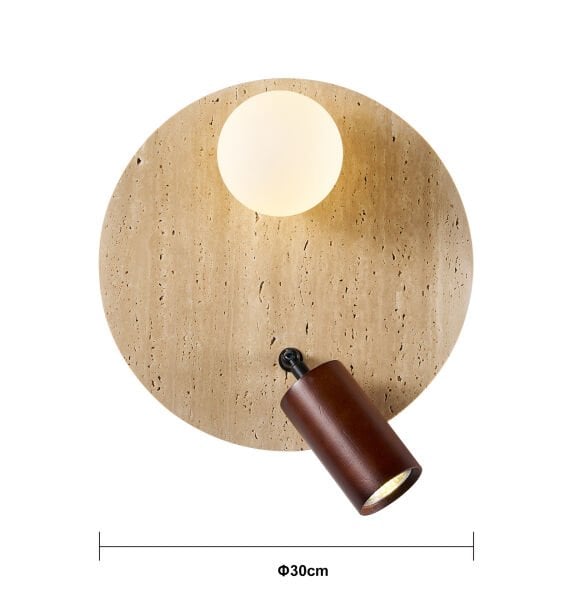 Drew Yuvarlak Traverten Mermer Desenli Spotlu Aplik