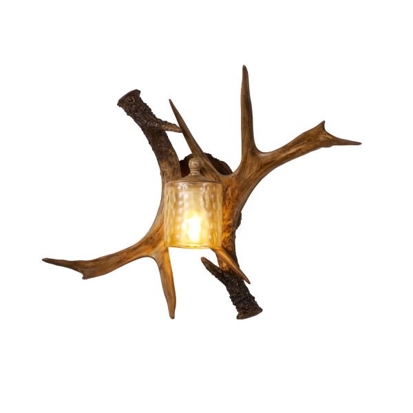 Zoye Ahşap Geyik Boynuzu Desenli Modern Kafe Restoran. Salon Aplik