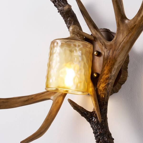 Zoye Ahşap Geyik Boynuzu Desenli Modern Kafe Restoran. Salon Aplik