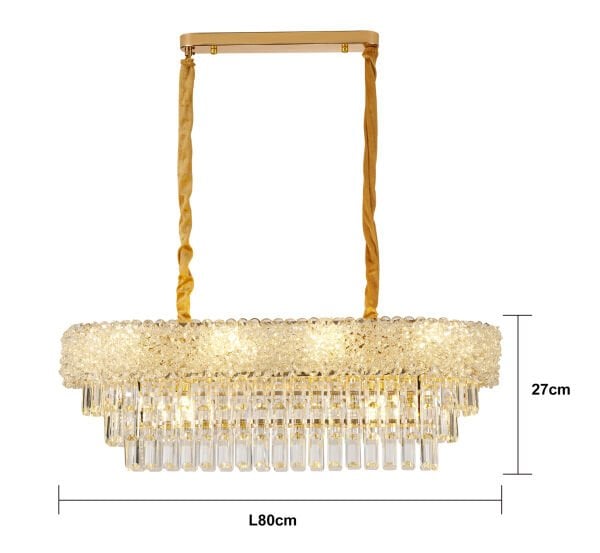 Kristoff 80'lik Sıralı Gold Kristalli Avize