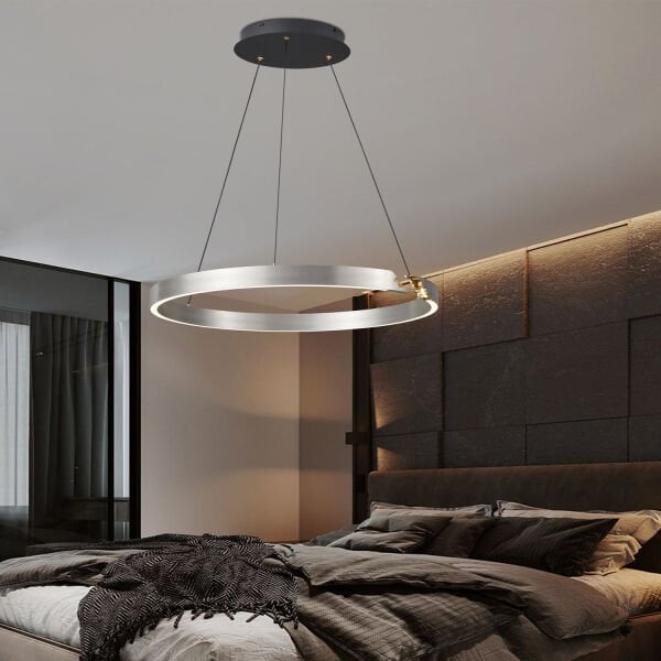 Late Gri 60'lık Yuvarlak 41 Watt Modern Sarkıt Salon Led Avize