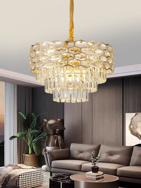 Konrad 50'lik Yuvarlak Gold Kristalli Avize