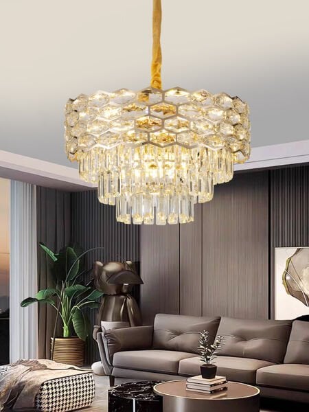 Konrad 50'lik Yuvarlak Gold Kristalli Avize