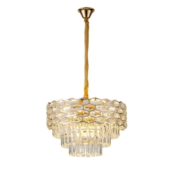 Konrad 50'lik Yuvarlak Gold Kristalli Avize