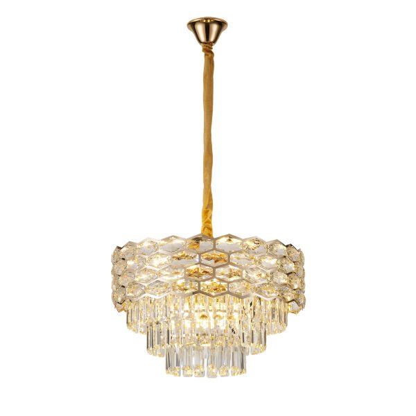 Konrad 50'lik Yuvarlak Gold Kristalli Avize