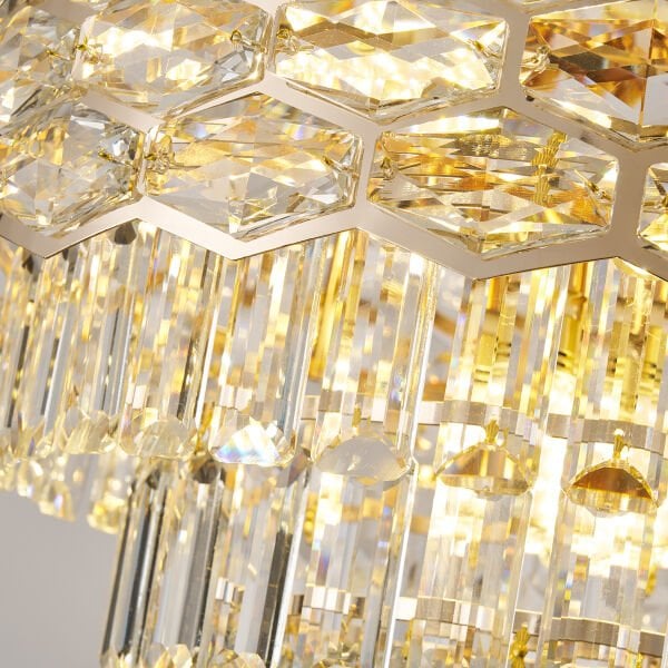 Konrad 50'lik Yuvarlak Gold Kristalli Avize