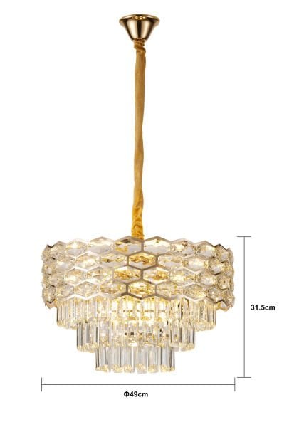 Konrad 50'lik Yuvarlak Gold Kristalli Avize