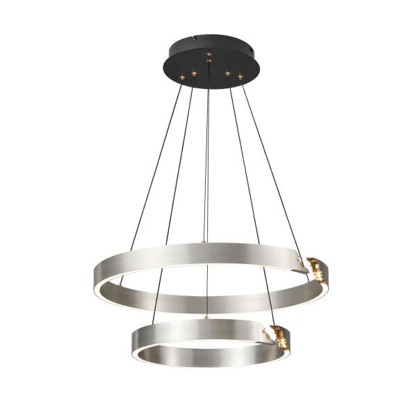 Late Gri İki Katlı Yuvarlak 69 Watt Modern Sarkıt Salon Led Avize