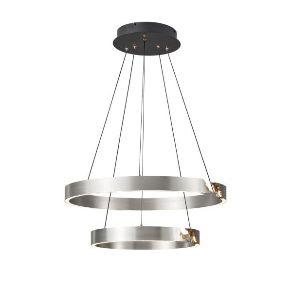 Late Gri İki Katlı Yuvarlak 69 Watt Modern Sarkıt Salon Led Avize