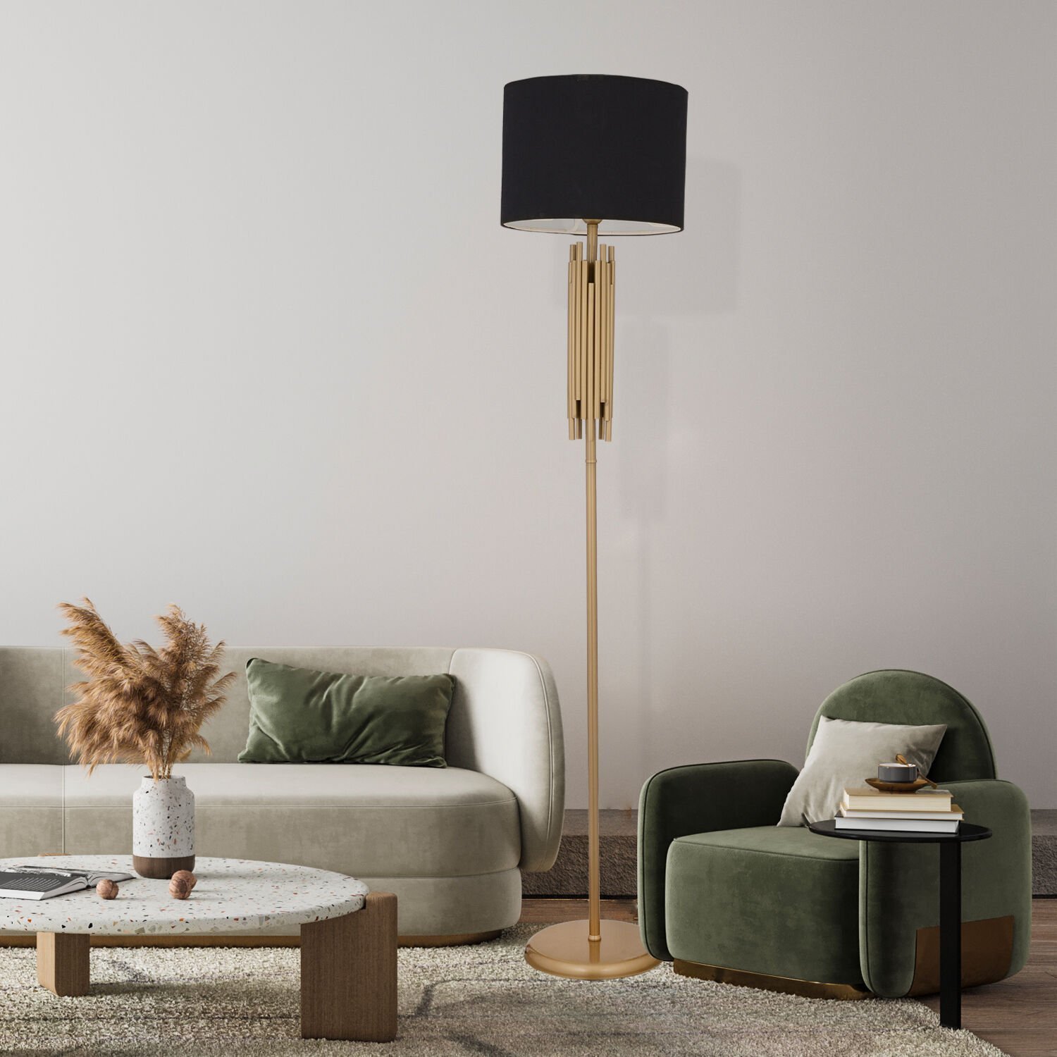 Matisse Siyah Şapkalı Eskitme Dekoratif Tasarım Ayaklı Abajur Lamba Modern Metal Lambader