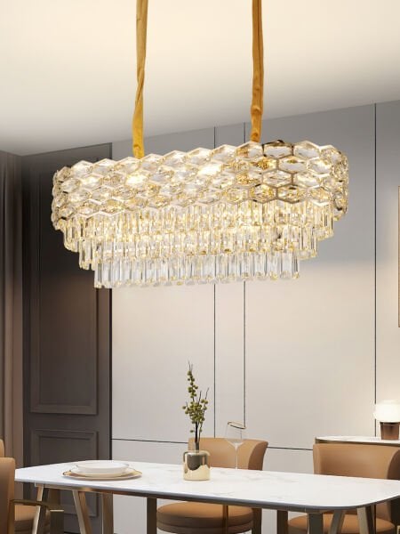 Konrad 80'lik Sıralı Gold Kristalli Avize